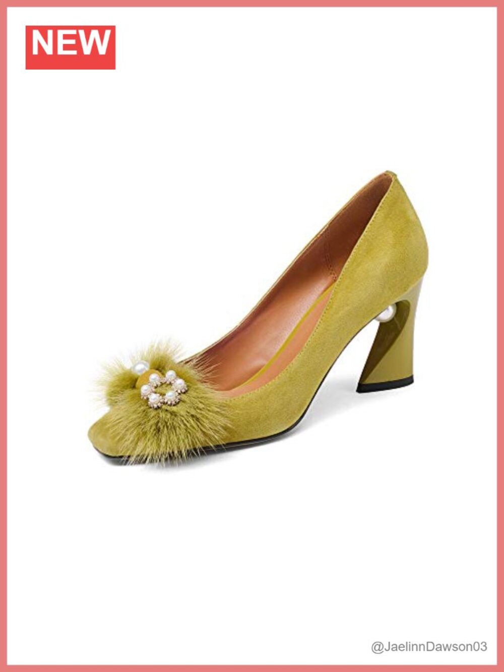 Vintage Suede Leather Handmade Square Toe Heels